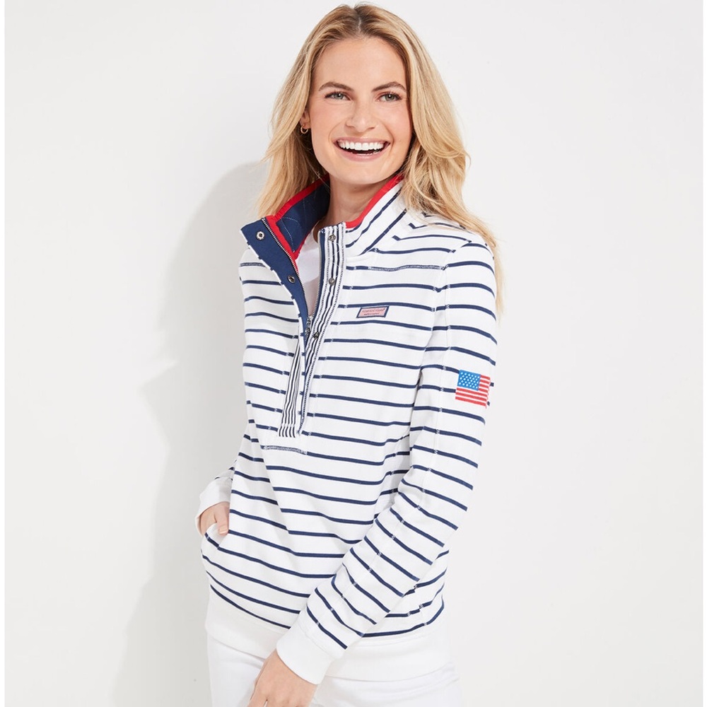 Vineyard Vines Regatta Americana Shep Shirt Size L White/Navy